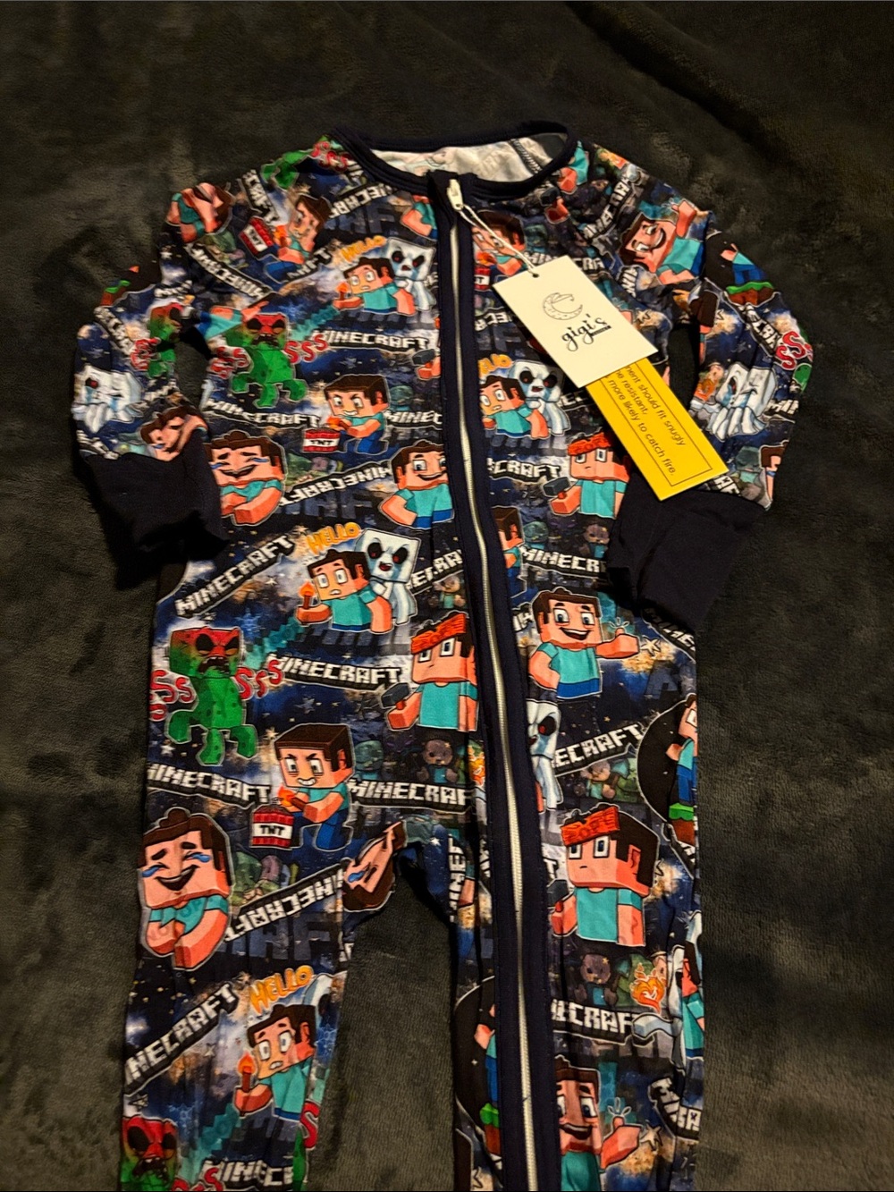Minecraft Printed Kids One-Piece Pajamas - Blue